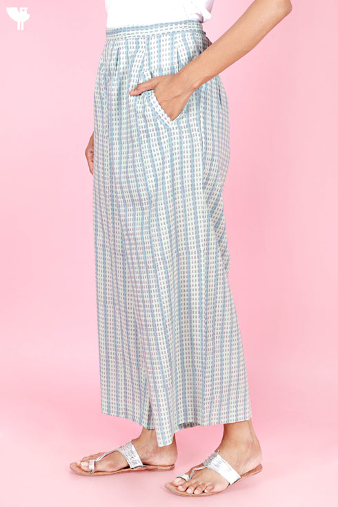 Cambric Cotton Palazzo Pants In Block Print